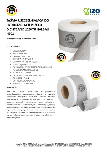 Hydroizolačná páska 5m Tesnenie HS01