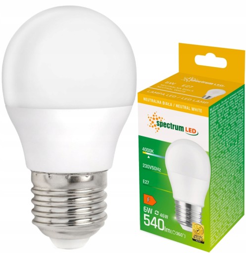 LED guľová žiarovka E27 E-27 230V 6W neutrál 540lm
