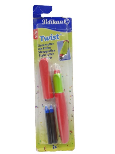 PELIKAN Guľôčkové pero + 2 modré ČERVENÉ náplne