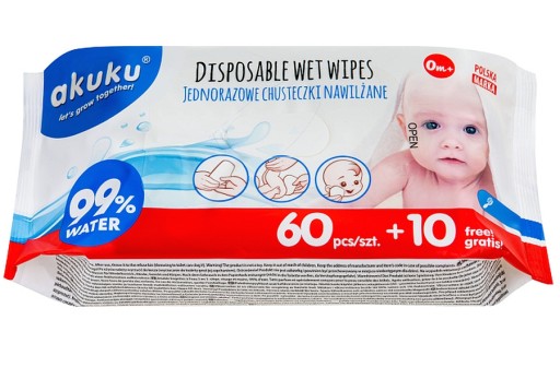 Akuku 70x VLHČENÉ Utierky VLHČENÉ 99% VODOU 0m+