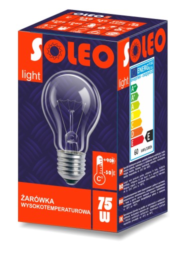 VYSOKOTEPLOTNÁ tradičná žiarovka SOLEO E27 75W A55 230V 2700K 790lm