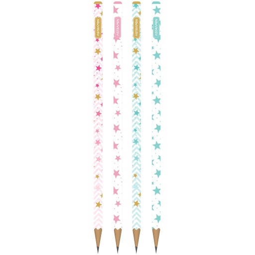 4x STARS SCHOOL TROJUHOLNÍKOVÁ GRAFITOVÁ ceruzka HB