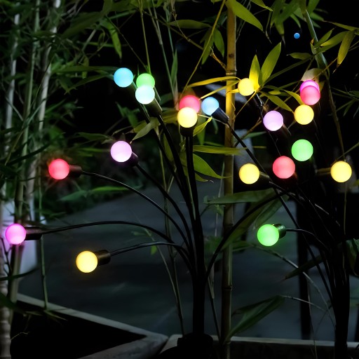 Solárna lampa, čierna, 6xLED, RGB gule, 70cm