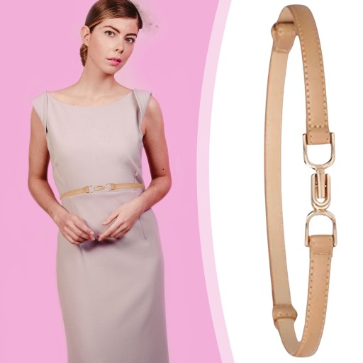 Dámsky kožený opasok, elegantný, nastaviteľný, prírodná koža, zlatá pracka