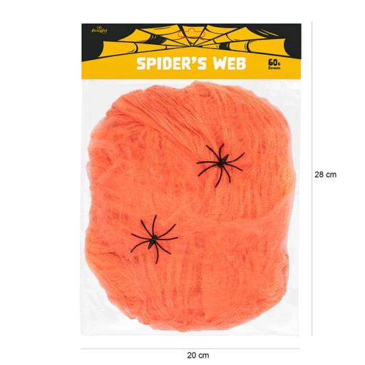 PAVUČNÁ SIEŤ NA HALLOWEENSKÉ WEBOVÉ DEKORÁCIE UMELÝ ORANŽOVÝ + PAVÚKY 20G