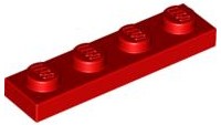LEGO 3710 TANIER 1x4 červený NOVINKA (10g) 16 ks.