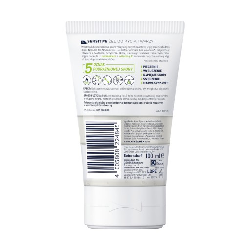 NIVEA MEN Sensitive čistiaci gél na tvár pre mužov 100 ml