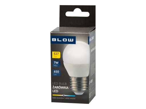 VÝKONNÁ LED ECO E27 ŽIAROVKA 7W 610LM NEUTRÁLNA BIELA GULIČKA