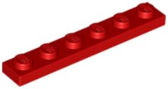 LEGO PLATE 1X6 ČERVENÁ ČÍSLO 3666 - 2 KS