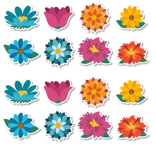 Okenná dekorácia FLOWERS (obojstranná, 16 ks)