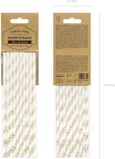papierové slamky zlaté KVETY dekorácia SET 19,5 cm LUX