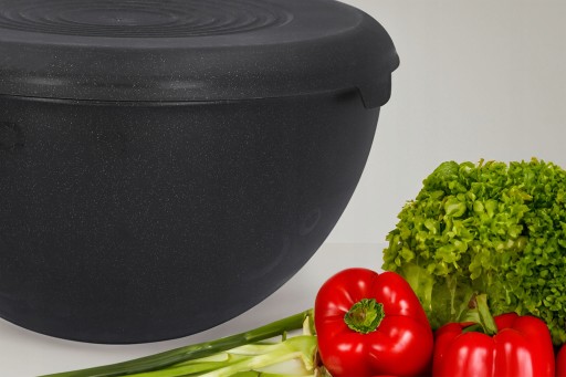 PLASTOVÁ MISKA čierna s pokrievkou, univerzálna kuchyňa, 6l, odolná