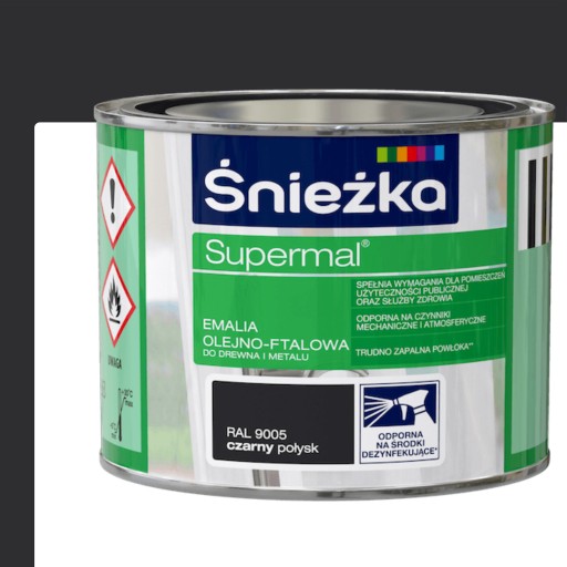 ŚNIEŻKA Supermal olejovo-ftalátový email GLOSS 200ml ČIERNA