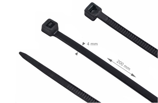 KABELOVÉ VIAZAČKY ČIERNE KABELOVÉ VIAZAČKY 4x200mm 100KS