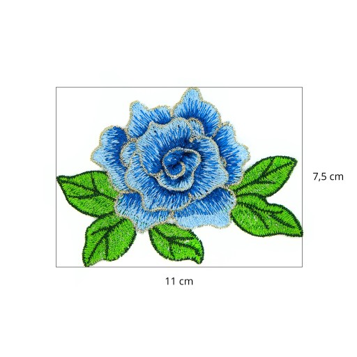 Nášivka FLOWER rose aplikácia zlatomodrá