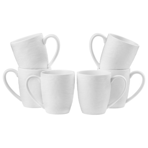 BIELY KERAMICKÝ HRNČEK 340ML SKLO MAT TEXTURE PRIMA DECO