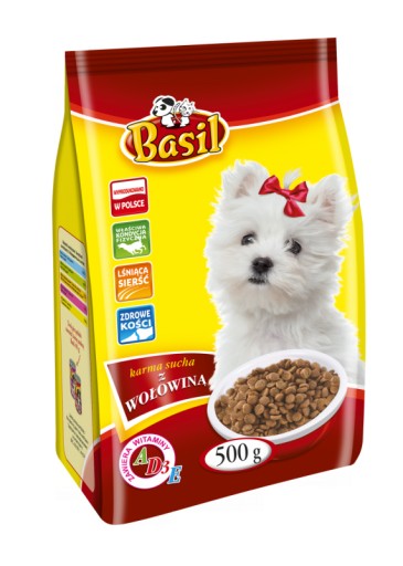 Bazalkové suché krmivo 500g s hovädzím mäsom pre psov, 1 ks.