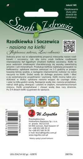 Semená na klíčky - reďkovka a šošovica - Semená - W. Legutko