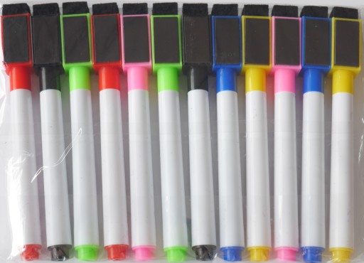 Za sucha stierateľné fixky na biele tabule, mix farieb, 12 ks