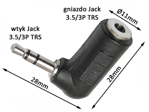 JACK 3,5/3P TRS stereo zásuvkový adaptér, uhol 90°
