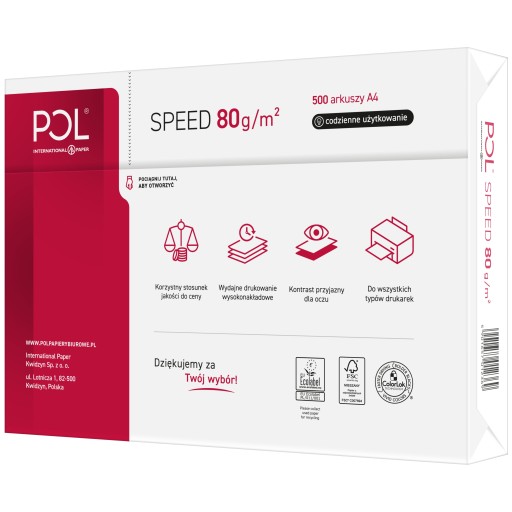 A4 500 biely kopírovací papier Polspeed do tlačiarne