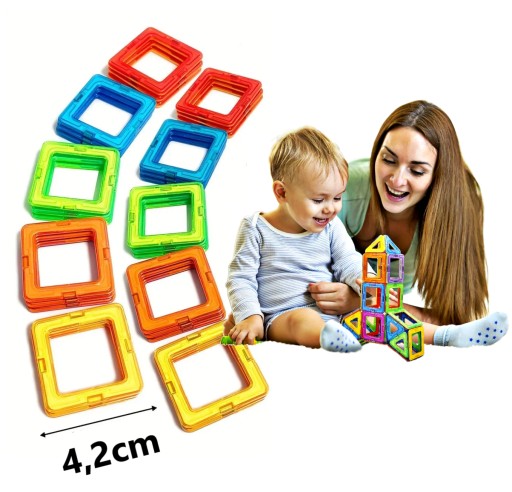 1ks SQUARE 4,2 cm Stavebné vzdelávacie magnetické bloky