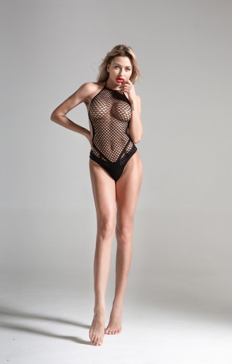 Body Teddy zo sieťoviny, stredná sieťovina, spodná bielizeň