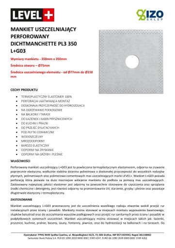 Tesniaca manžeta 1 ks 350mm Ø75 Hydro G03