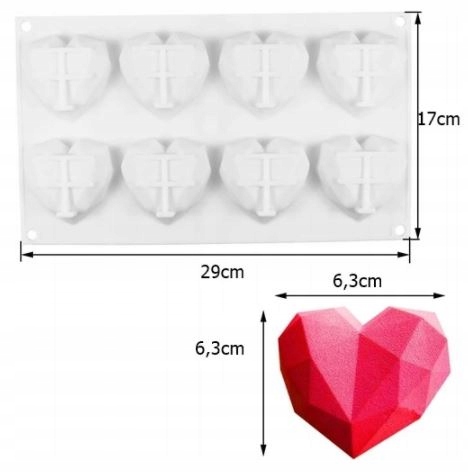 SILIKÓNOVÁ MOLKA NA ŽELÉ ČOKOLÁDY 3D SRDCE VOSKOVÝCH MYDEL