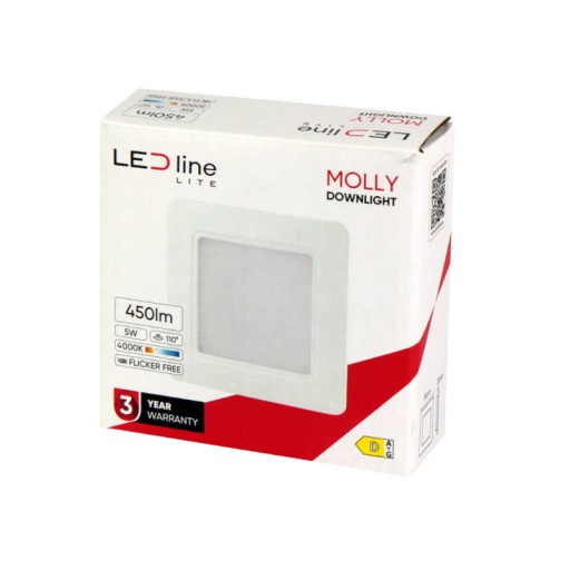 Zapustený podhľadový panel štvorcový 5W 230V biely