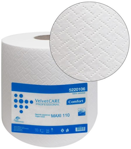 Papierová utierka do zásobníka Velvet Comfort, 2 vrstvy, celulóza, 110 m ks