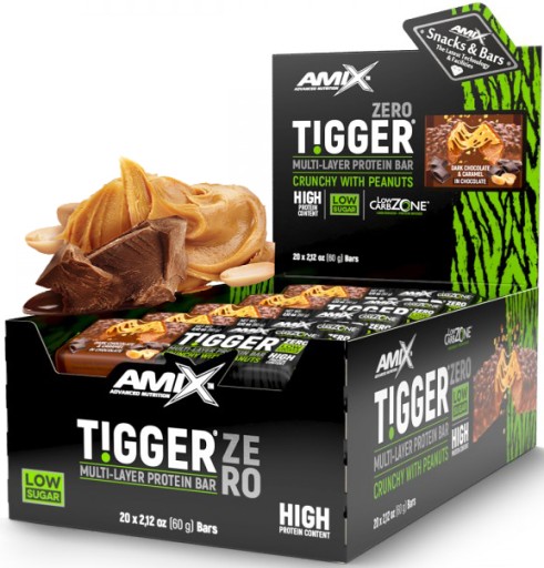 AMIX TIGGER ZERO MULTI-LAYER PROTEIN BAR 60g Čokoláda - karamel