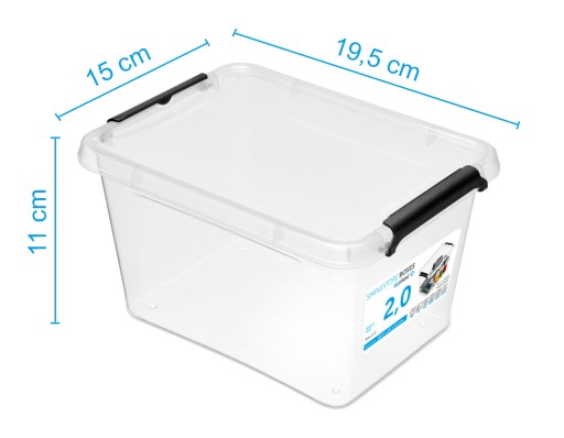 Sada priehľadných plastových nádob s vekom, 2L boxy