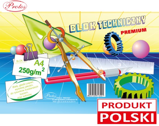 Technický blok biely A4 PREMIUM 10k 250g/m Protos