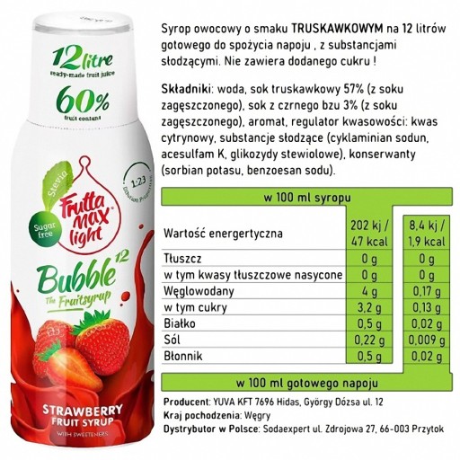 Fruttamax Strawberry Light sirup 500 ml
