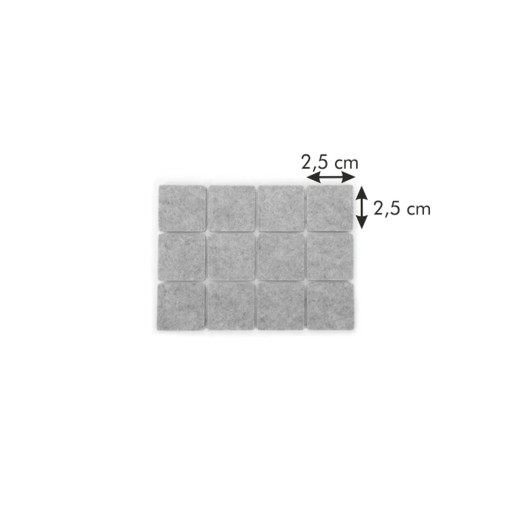Štvorcové plstené podložky pod nábytok - 25x25 mm