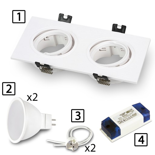 Dvojité WHITE MOVABLE svietidlo pre LED