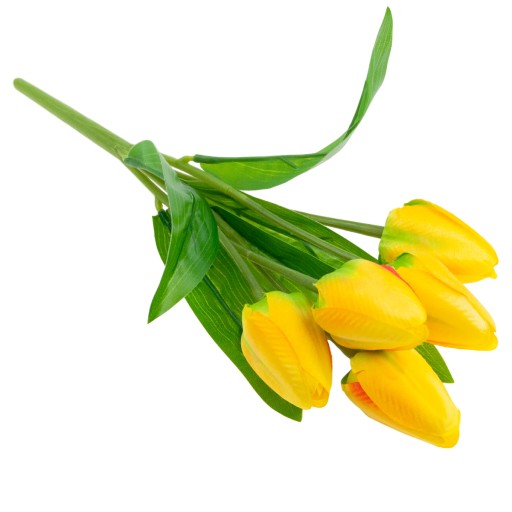 TULIPÁNOVÁ KYTICA Z PENOVÝCH TULIPANOV X5 ŽLTÉ UMELÉ TULIPANY V KYTICI