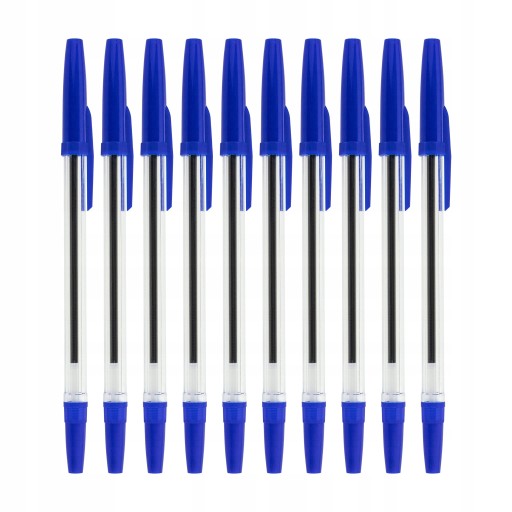 BALLPOINT perá modré 10 kusov 1mm do školských kancelárií sada s uzáverom