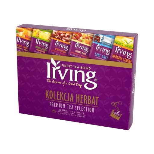Čajová kolekcia Premium Tea Selection, 30 obálok v 6 príchutiach Irving
