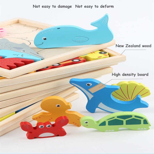 DREVENÉ BLOKY PUZZLE VZORY PUZZLE MONTESSORI