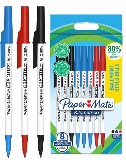 Paper-Mate Kilometrico guľôčkové pero Čierna Červená Modrá Súprava 8 ks