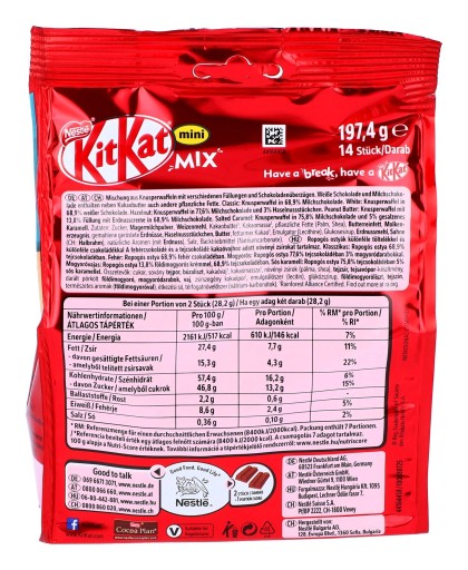 Nestle KitKat MiniMix 5 príchutí Plnené vaflové tyčinky 197,4 g DE IMPORT
