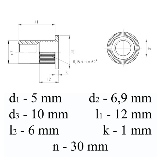 Nitovacia matica, golier, INOX A2, M5x12mm, 10 kusov