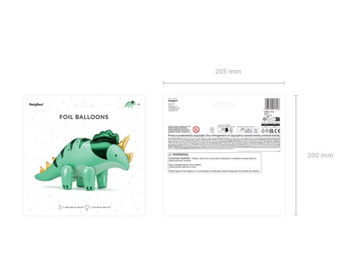 Fóliový balón Dinosaurus Triceratops Dinosaury stojaci 101 cm