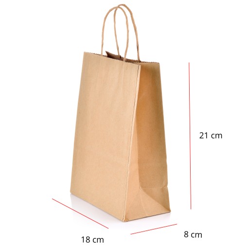 SIVÁ BLOKOVÁ PAPIEROVÁ TAŠKA KRAFT S RÚČKOU 18x8x21 CM 25KS