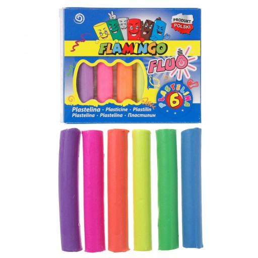 FLUO plastelína 6 farieb Flamingo 454436