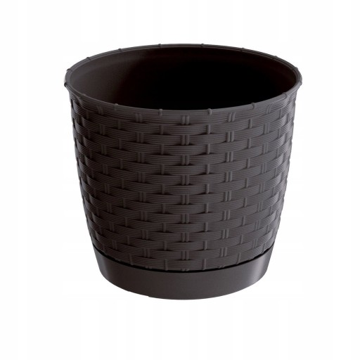 KVETINÁČ SO STOJANOM, priemer 14,5 cm, RATTANOVÝ EFEKT