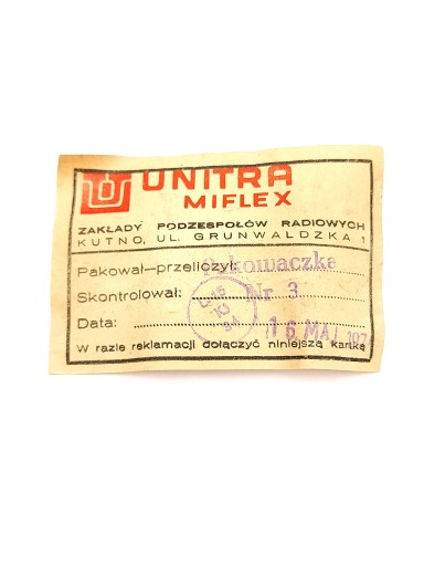 Kondenzátor Unitra Miflex MKS0-010 2uF 230V 50Hz