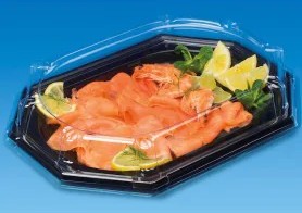 ČIERNY PLASTOVÝ TANIEK S VEKKOM 54x36x3cm ČERVENÝ PLAST